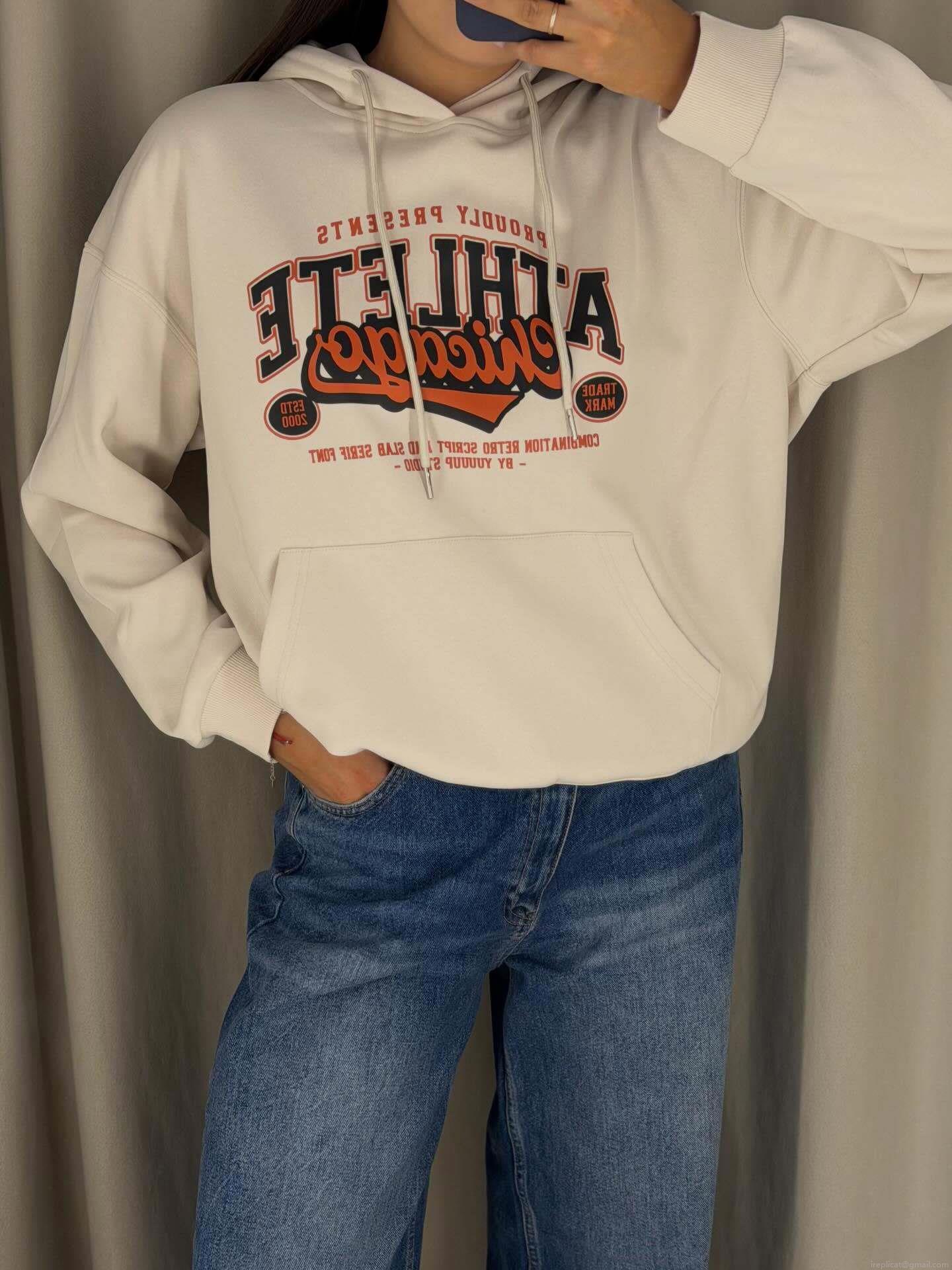 Women's Athletic Chicago Print Hoodie Retro Loose Fit Cotton Blend Long Sleeve Hooded Sweatshirt Kangaroo Pocket Streetwear Casual Pullover Tops