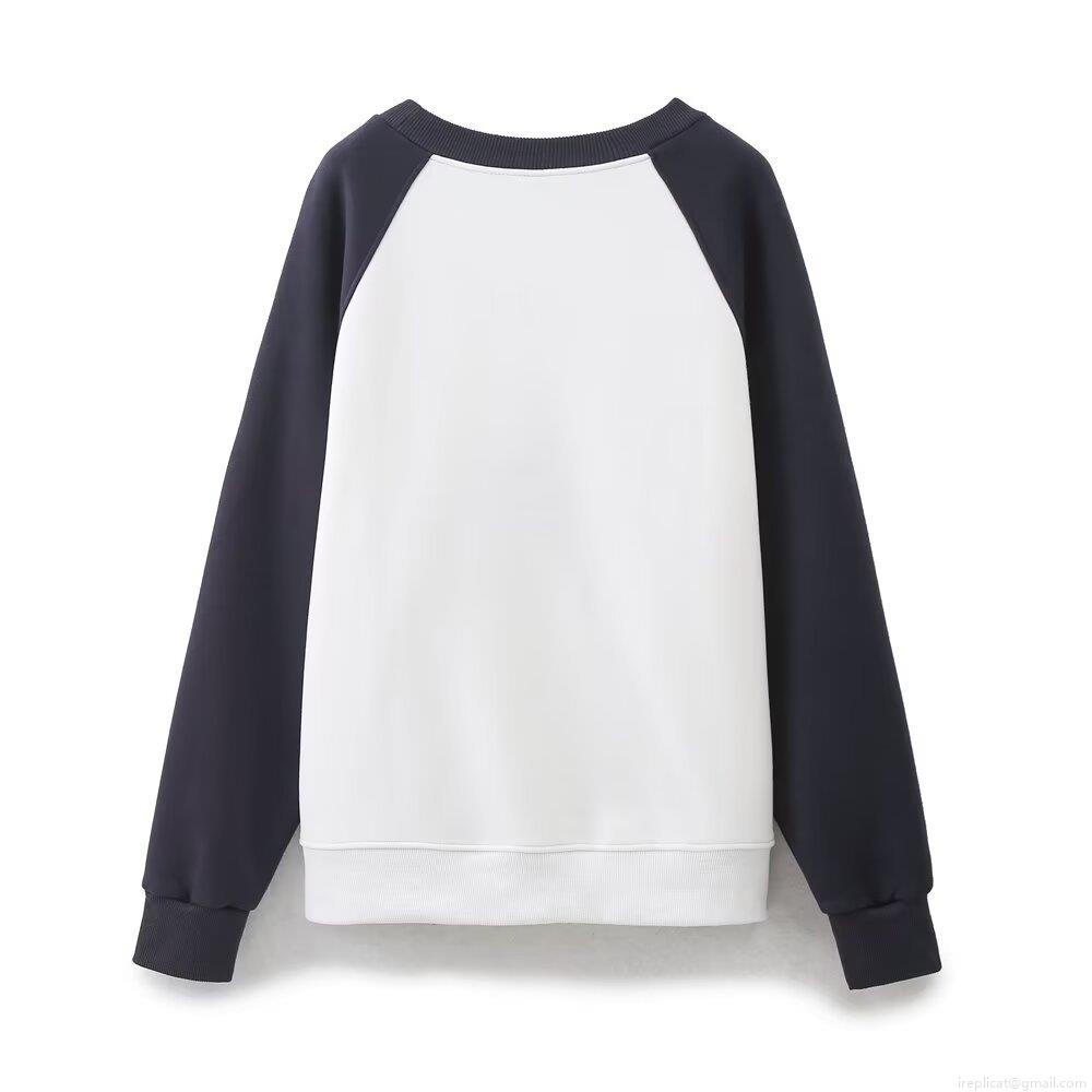 Women's Fashion Color Block Sweatshirt Polyester Fleece Lined Round Neck Long Sleeve Pullover NY Manhattan Letter Embroidery Streetwear Top for Winter Autumn