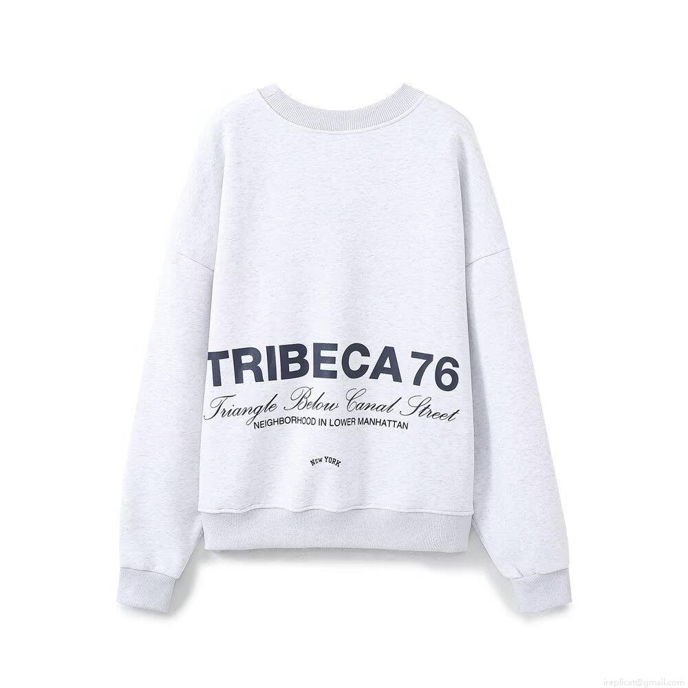 Women's Casual Cotton Blend Letter Embroidery Sweatshirt Loose Fit Round Neck Pullover Long Sleeve Fleece Top New York Print Grey Jumper