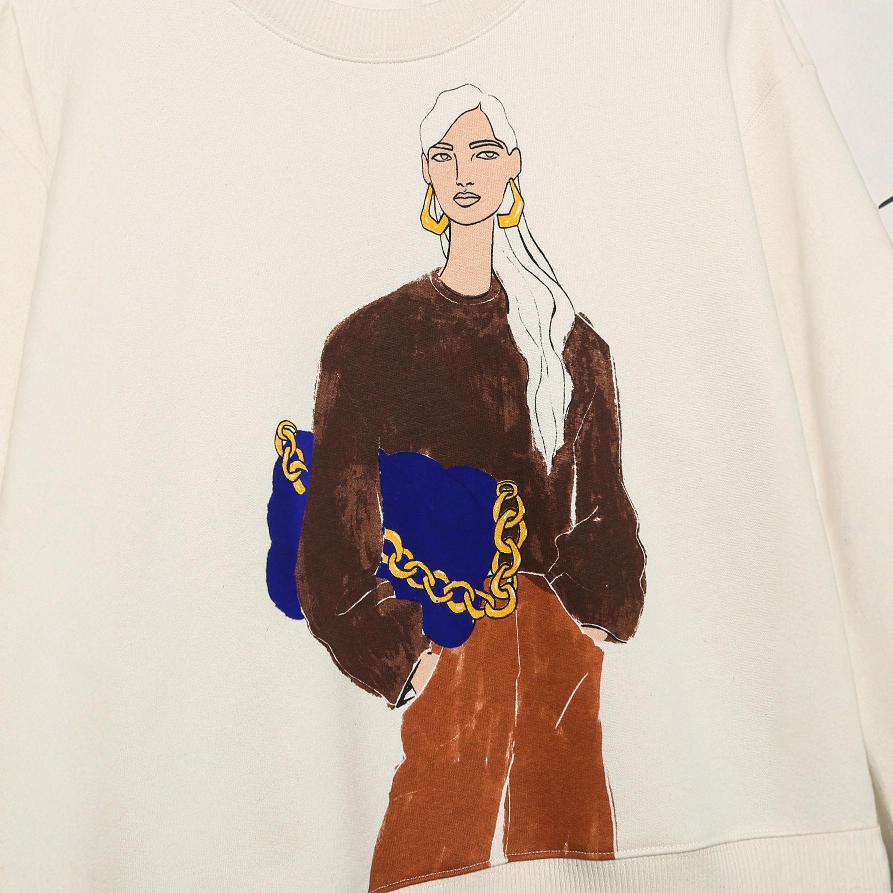 Women's Fashion Hand-drawn Graphic Print Sweatshirt Long Sleeve Round Neck Polyester Cotton Streetwear Casual Pullover For Women