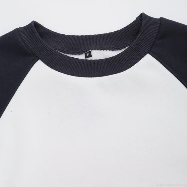 Women's Raglan Sleeve Sweatshirt Cotton Blend NY Manhattan Letter Print Color Block Crew Neck Pullover Casual Loose Fit Sporty Style Top For Women Daily Wear