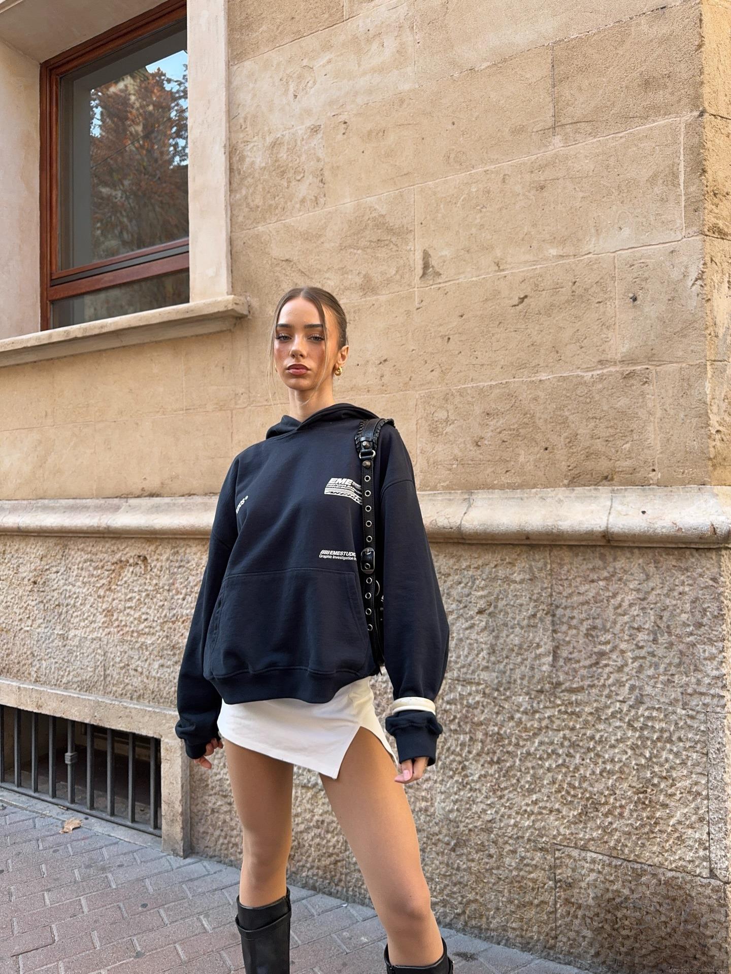 Women's Oversized Cotton Blend Hoodie Casual Streetwear Letter Print Drawstring Hood Long Sleeve Pullover Sweatshirt Top