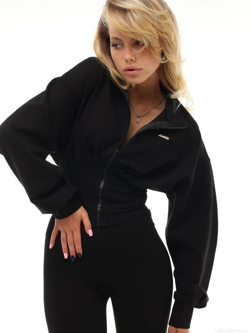 Women's Street Style Slim Fit Zipper Sweatshirt Long Sleeve Cotton Blend Waist Tightening Sporty Casual Jacket Top For Winter Autumn