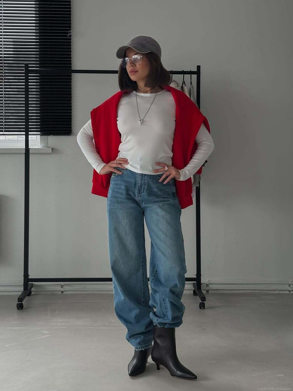 Women Red Oversized Sweatshirt 100% Cotton Letter Embroidery Crew Neck Long Sleeve Streetwear Pullover Casual Autumn Loose Fashionable Top For Women