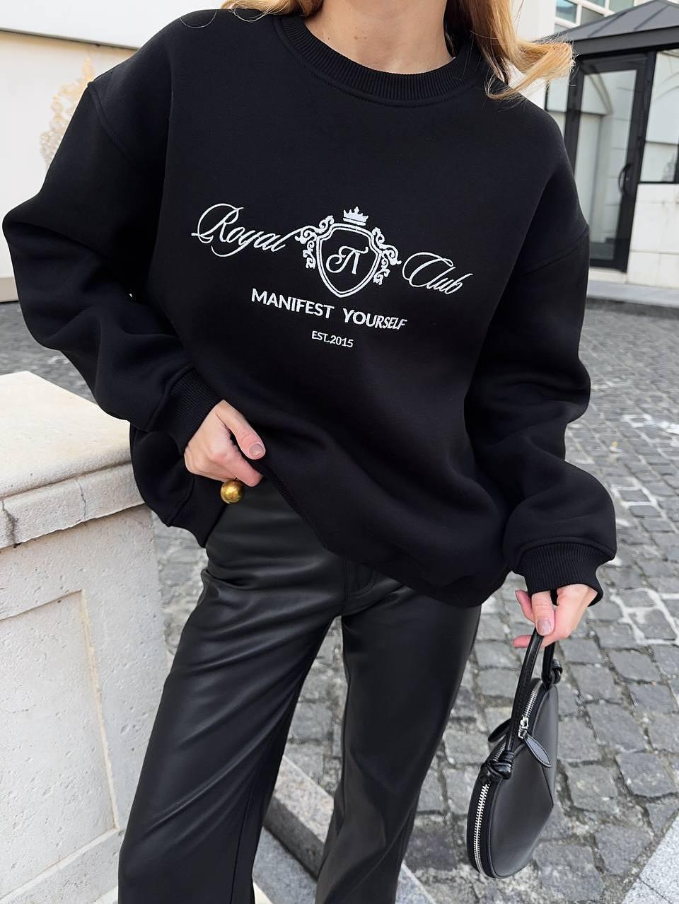 Women's Retro Street Letter Print Sweatshirt 100% Cotton Round Neck Loose Pullover Long Sleeve Top Streetwear Fashion For Women