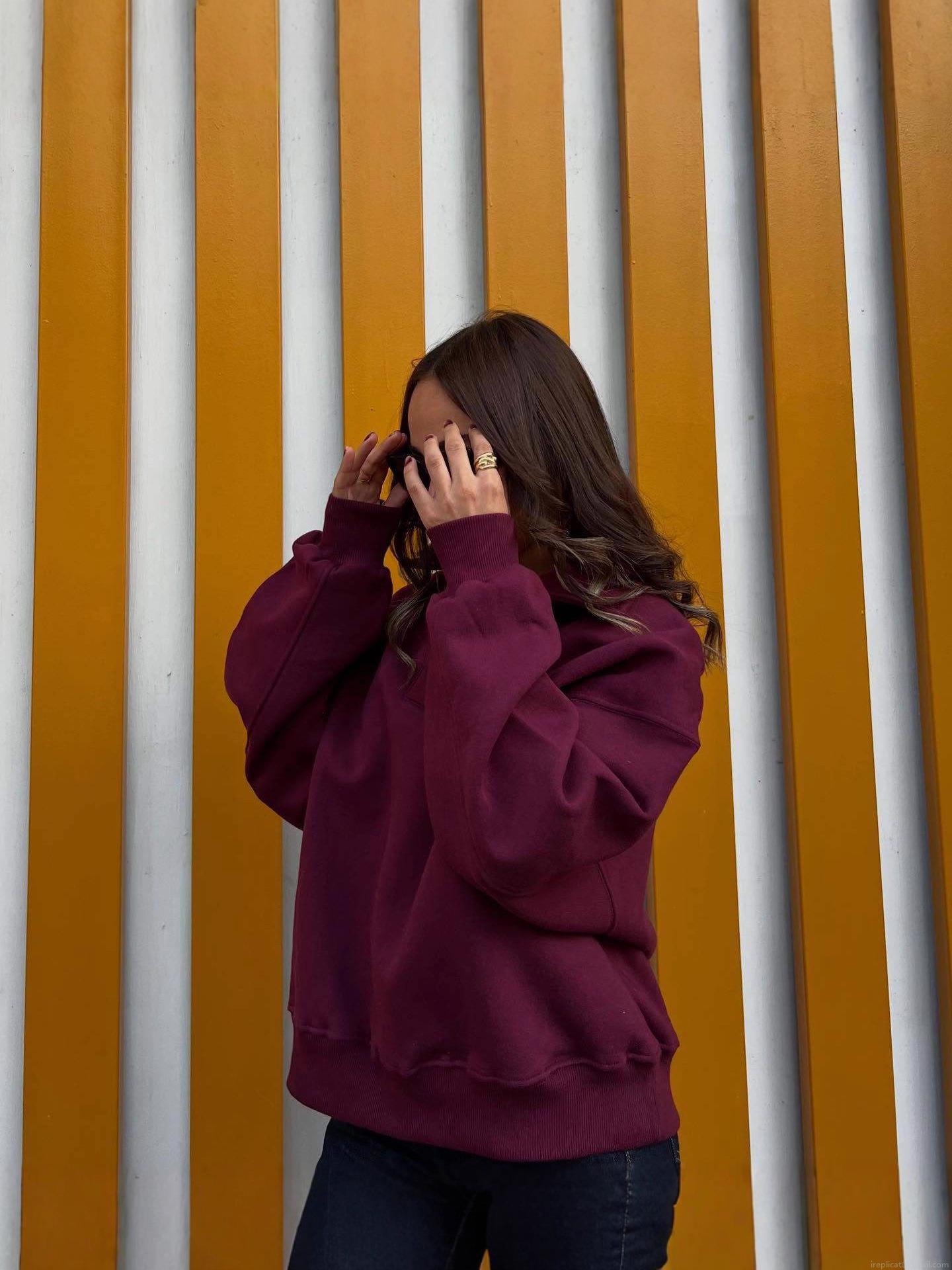 Women's 100% Cotton Polo Collar Sweatshirt With Letter Embroidery Oversized Long Sleeve Pullover Fall Winter European Streetwear Fashion Loose Top
