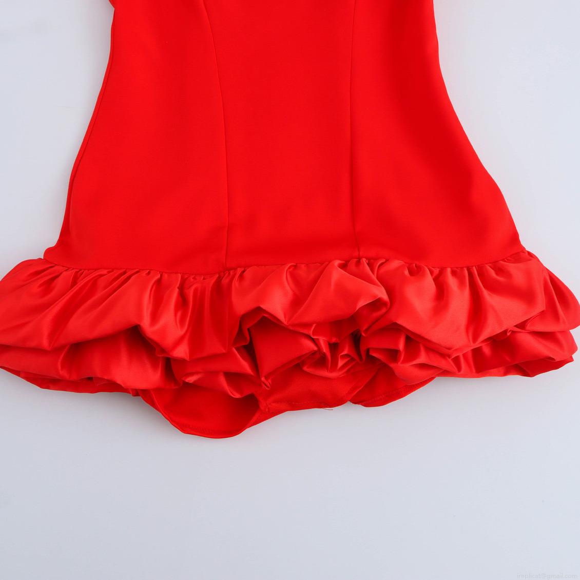 Women Sexy Square Neck Sleeveless Ruffle Hem Romper Polyester Solid Color High Waist Slim Fit Bodycon Jumpsuit With Safety Pants For Party Clubwear