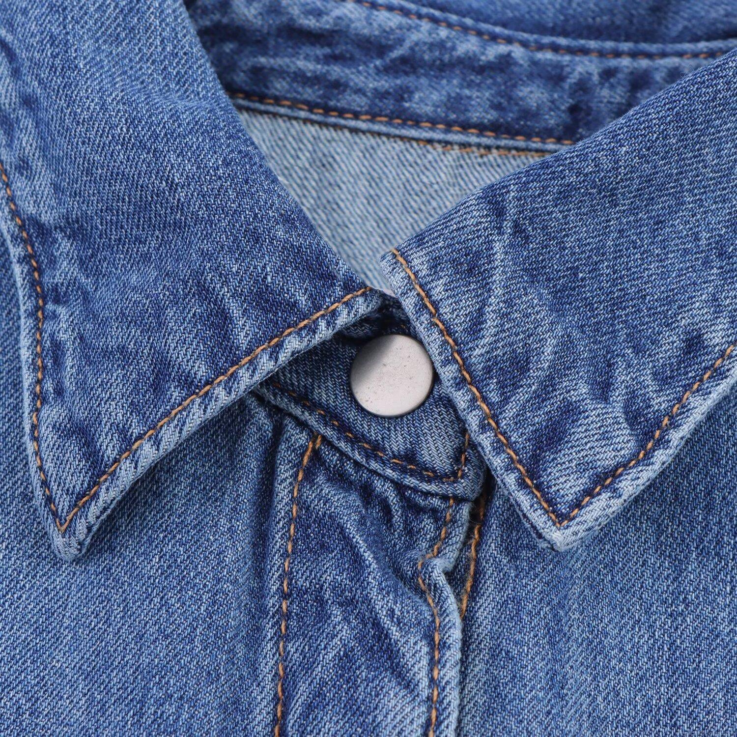 Women Western Style Denim Romper Short Sleeve Lapel Button Up Jumpsuit With Belt Royal Blue Summer Streetwear Casual Fashion Denim Playsuit