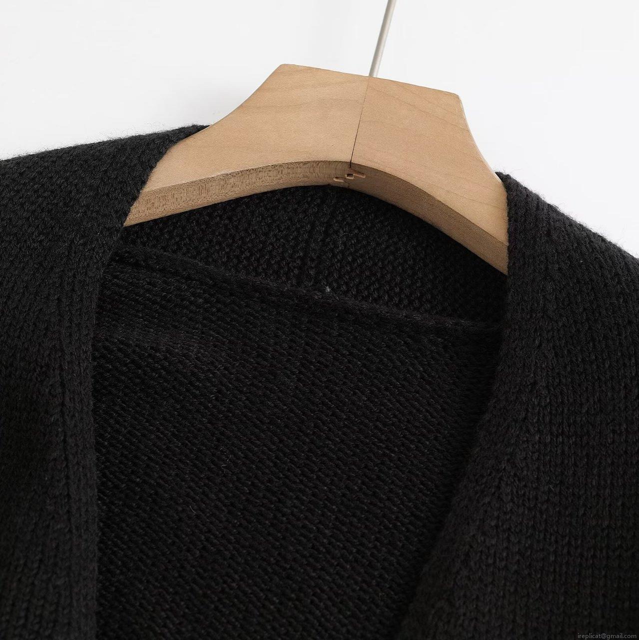 Women's Casual Wool Blend V-Neck Knit Cardigan With Belt Loose Fit Acrylic Nylon Long Sleeve Sweater Jacket For Daily Wear Winter Autumn