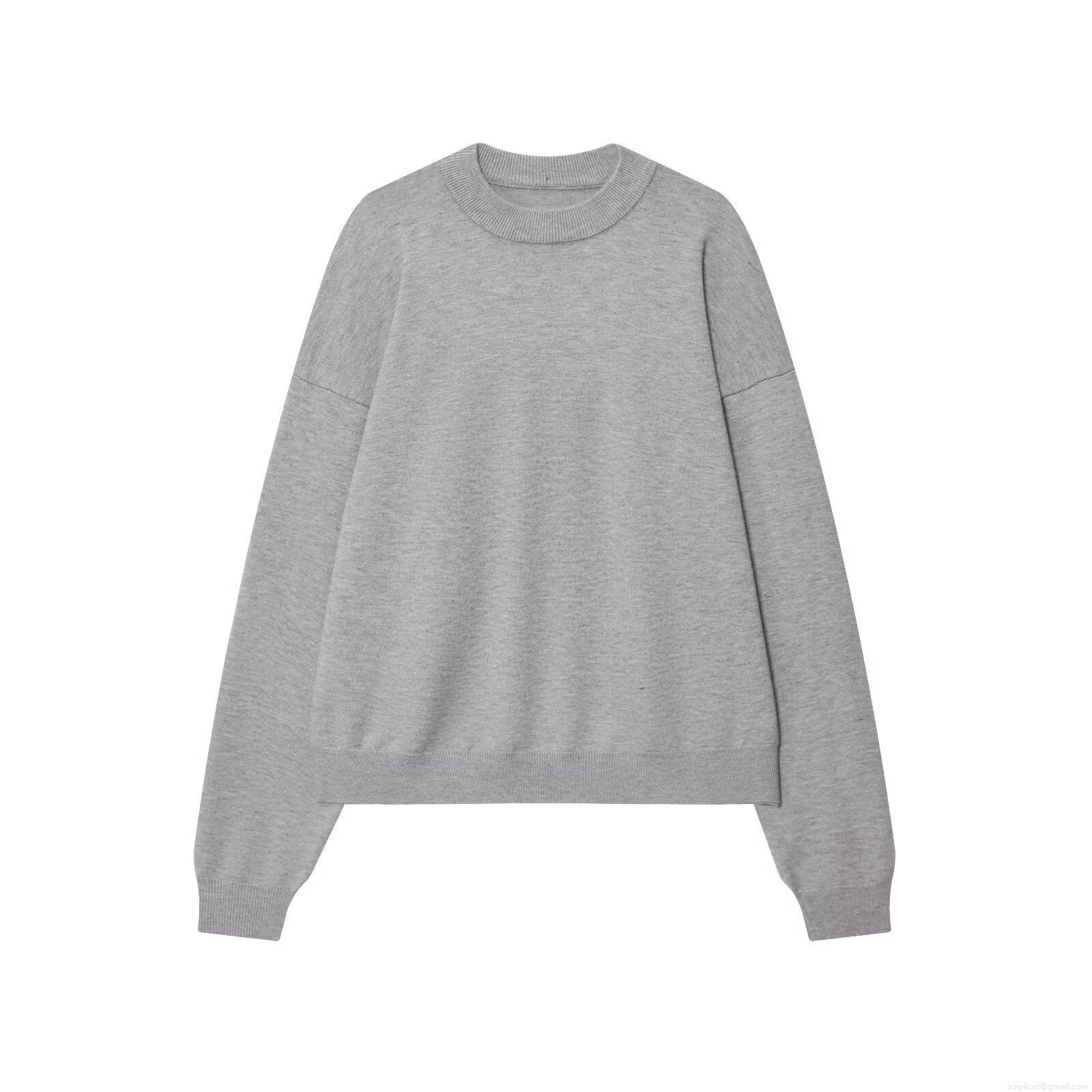 Women's Casual Round Neck Long Sleeve Knit Sweatshirt Loose Fit Solid Color Drop Shoulder Pullover Top Streetwear Autumn Winter Clothing Lavender Purple Grey