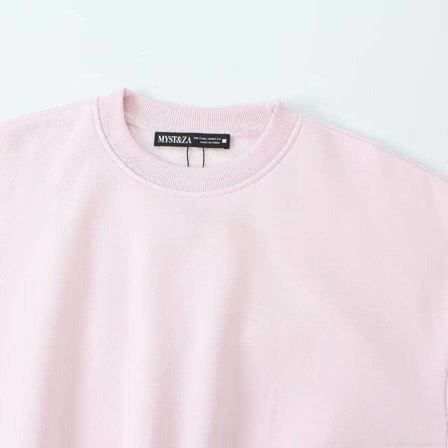 Women's Basic Solid Color Round Neck Sweatshirt Fleece Lined Loose Fit Long Sleeve Pullover Casual Warm Drop Shoulder Top for Autumn Winter
