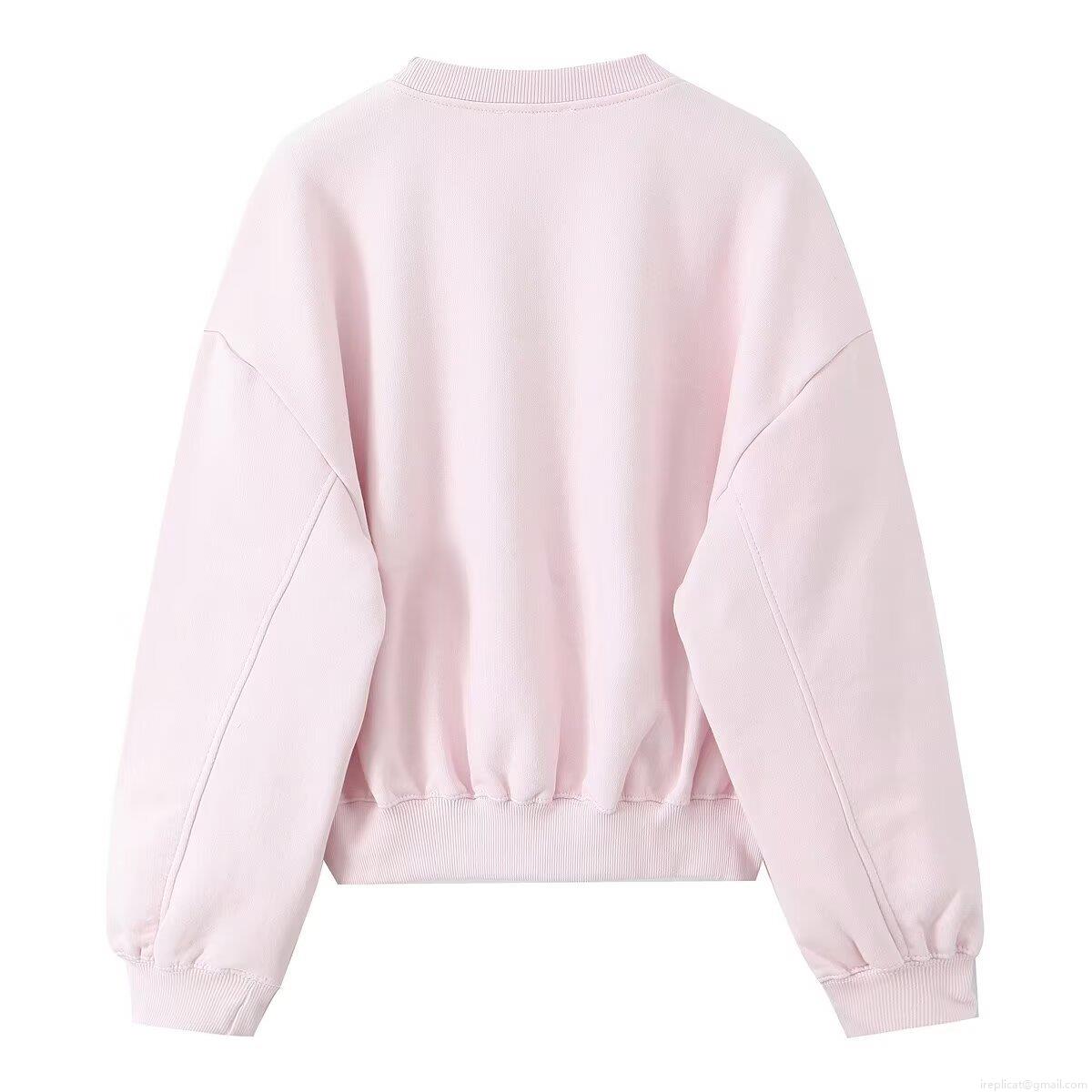 Women's Basic Solid Color Round Neck Sweatshirt Fleece Lined Loose Fit Long Sleeve Pullover Casual Warm Drop Shoulder Top for Autumn Winter