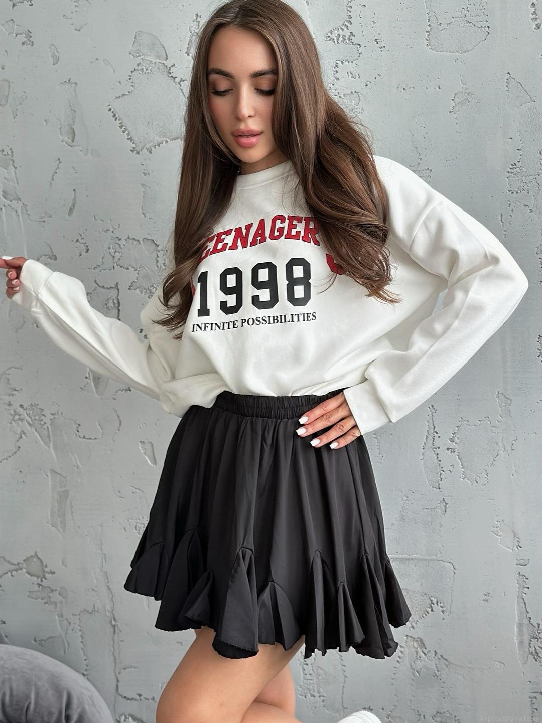 Women's Sweatshirt Loose Cotton Pullover Round Neck Long Sleeve 1998 Letter Printed Streetwear Casual Fashion Comfortable Top For Women Teenagers