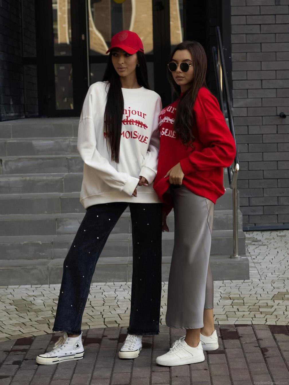 Women's Casual Oversized Letter Print Sweatshirt Fashion Round Neck Long Sleeve Pullover Cotton Blend Streetwear Top For Autumn Ladies