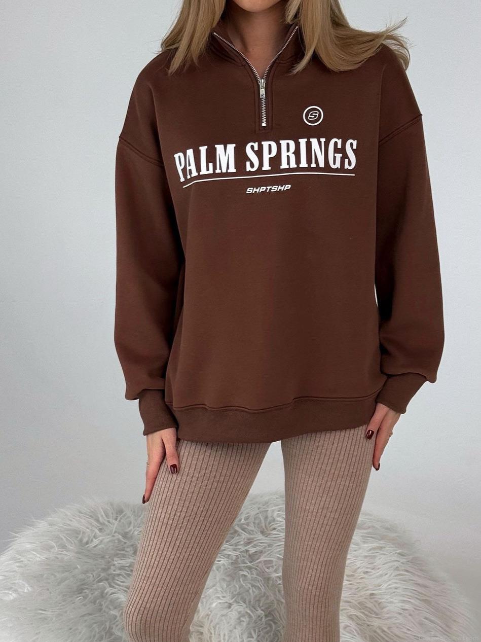 Women's Half Zip Sweatshirt Cotton Blend Oversized Letter Print Stand Collar Pullover Long Sleeve Streetwear Retro Fall Winter Top
