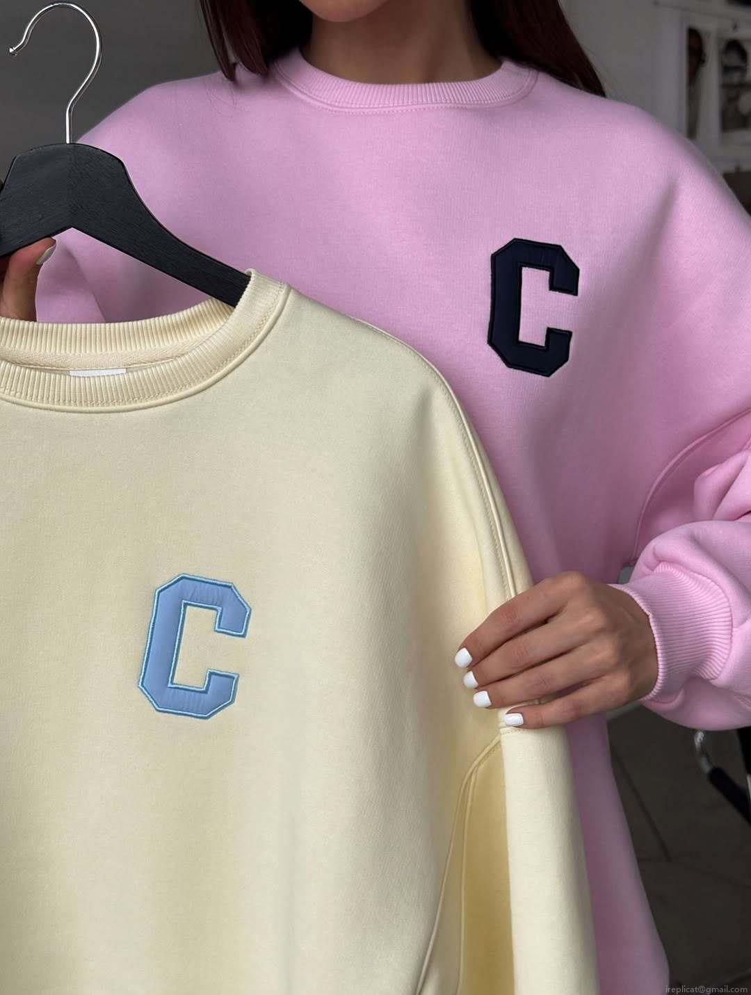 Women's 100% Cotton Sweatshirt Round Neck Long Sleeve Varsity Letter C Patch Oversized Loose Drop Shoulder Pullover Casual Fall Winter Streetwear Top
