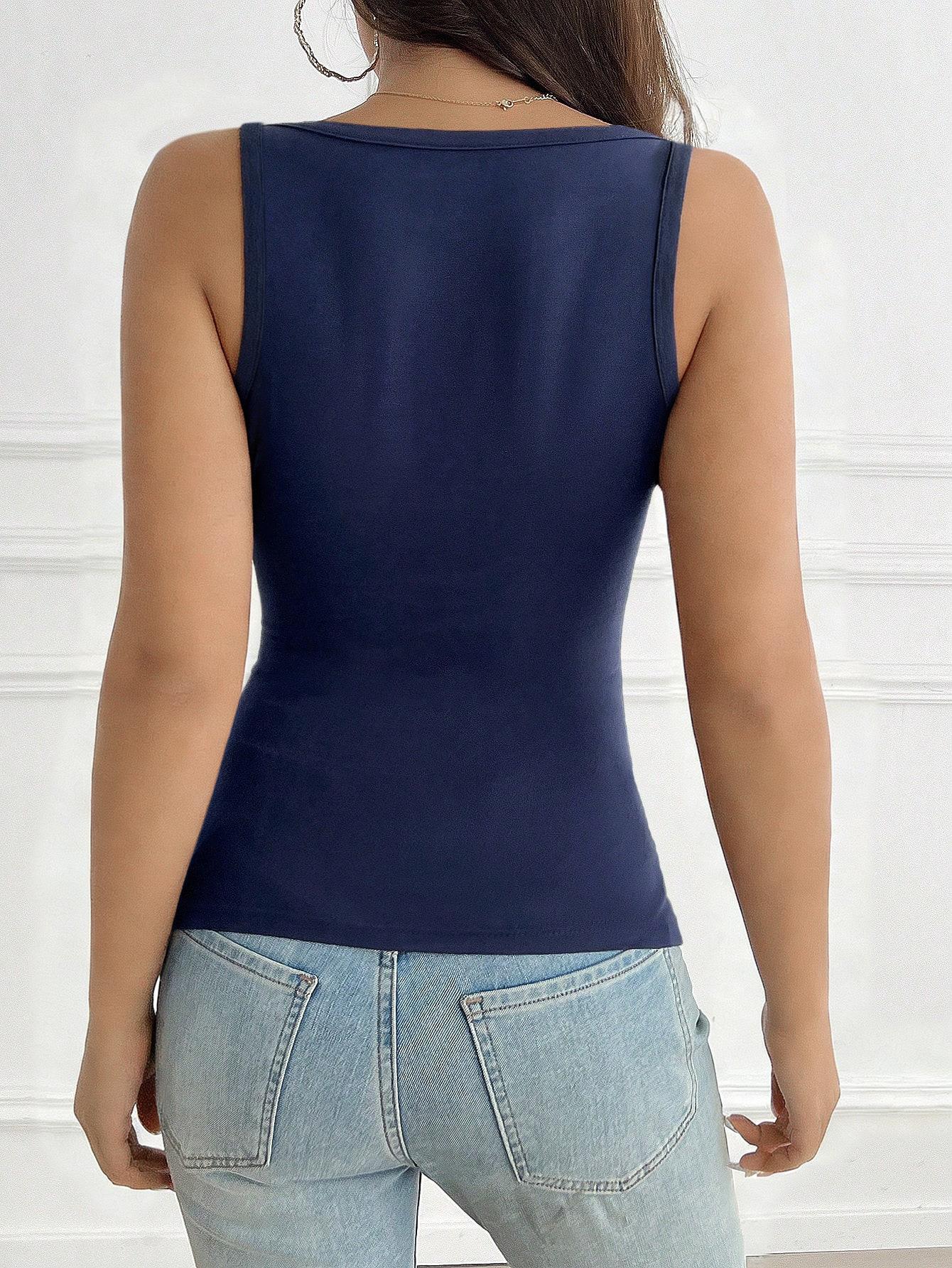 Women's Sexy V Neck Ribbed Tank Top Viscose Spandex Slim Fit Henley Shirt With Buttons Ruched Casual Summer Sleeveless Vest Top For Women
