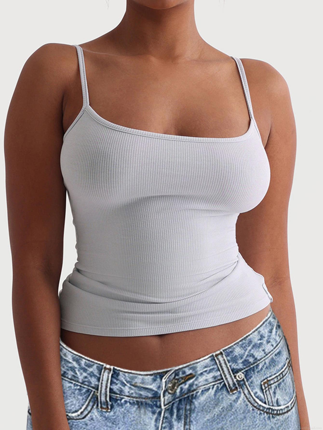 Women's Ribbed Knit Tank Top Slim Fit Sleeveless Camisole Soft Viscose Elastane Cami Top For Summer Casual Sport Yoga Wear