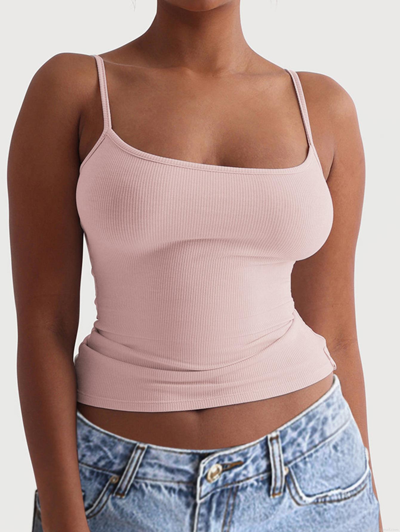 Women's Ribbed Knit Tank Top Slim Fit Sleeveless Camisole Soft Viscose Elastane Cami Top For Summer Casual Sport Yoga Wear