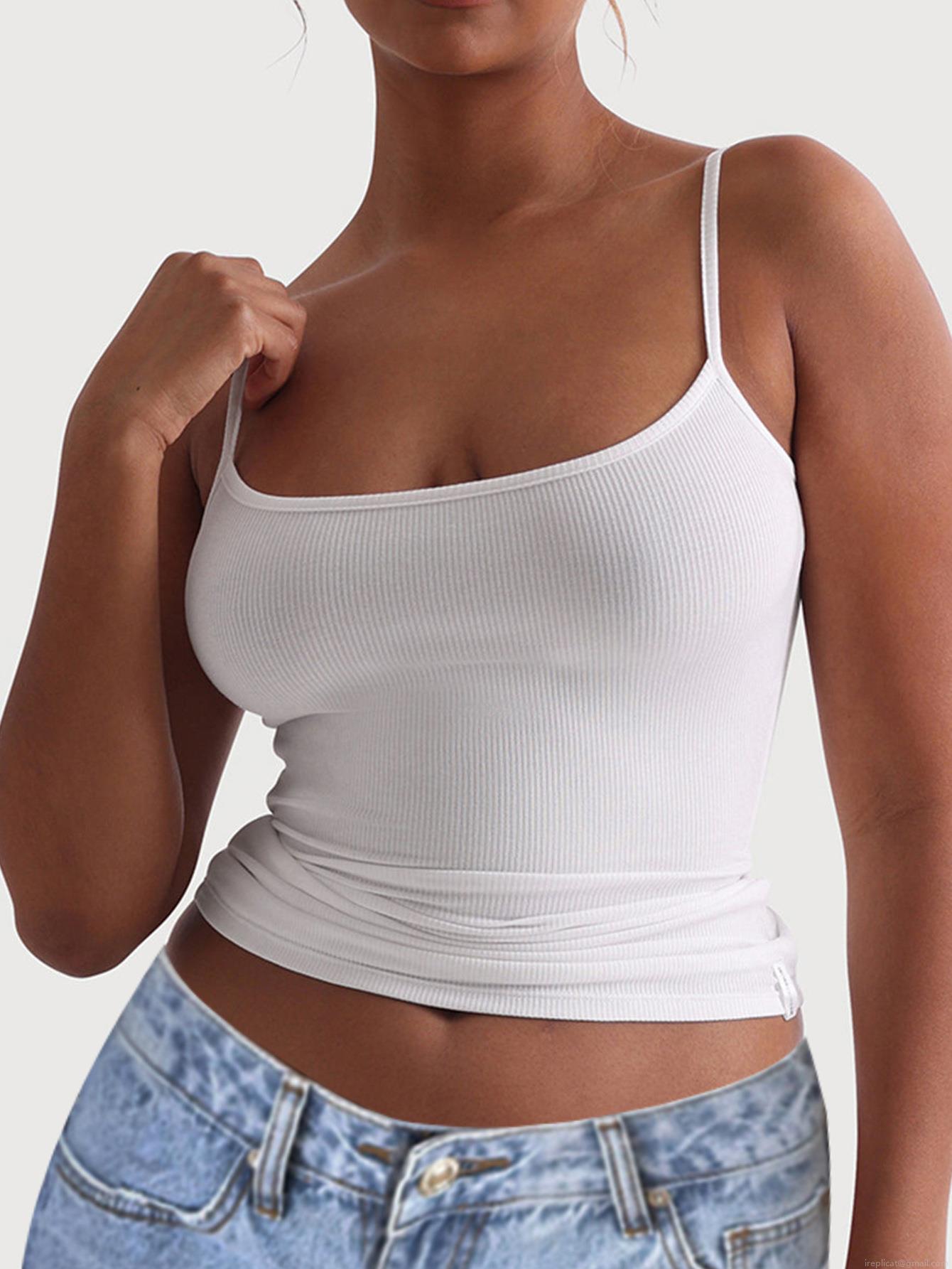 Women's Ribbed Knit Tank Top Slim Fit Sleeveless Camisole Soft Viscose Elastane Cami Top For Summer Casual Sport Yoga Wear