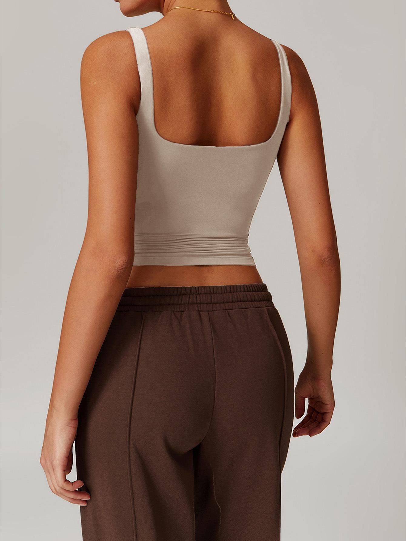 Women's Y2K Square Neck Slim Fit Tank Top Solid Color Polyamide Elastane Sleeveless Vest For Yoga Casual Party Summer Sexy Camisole