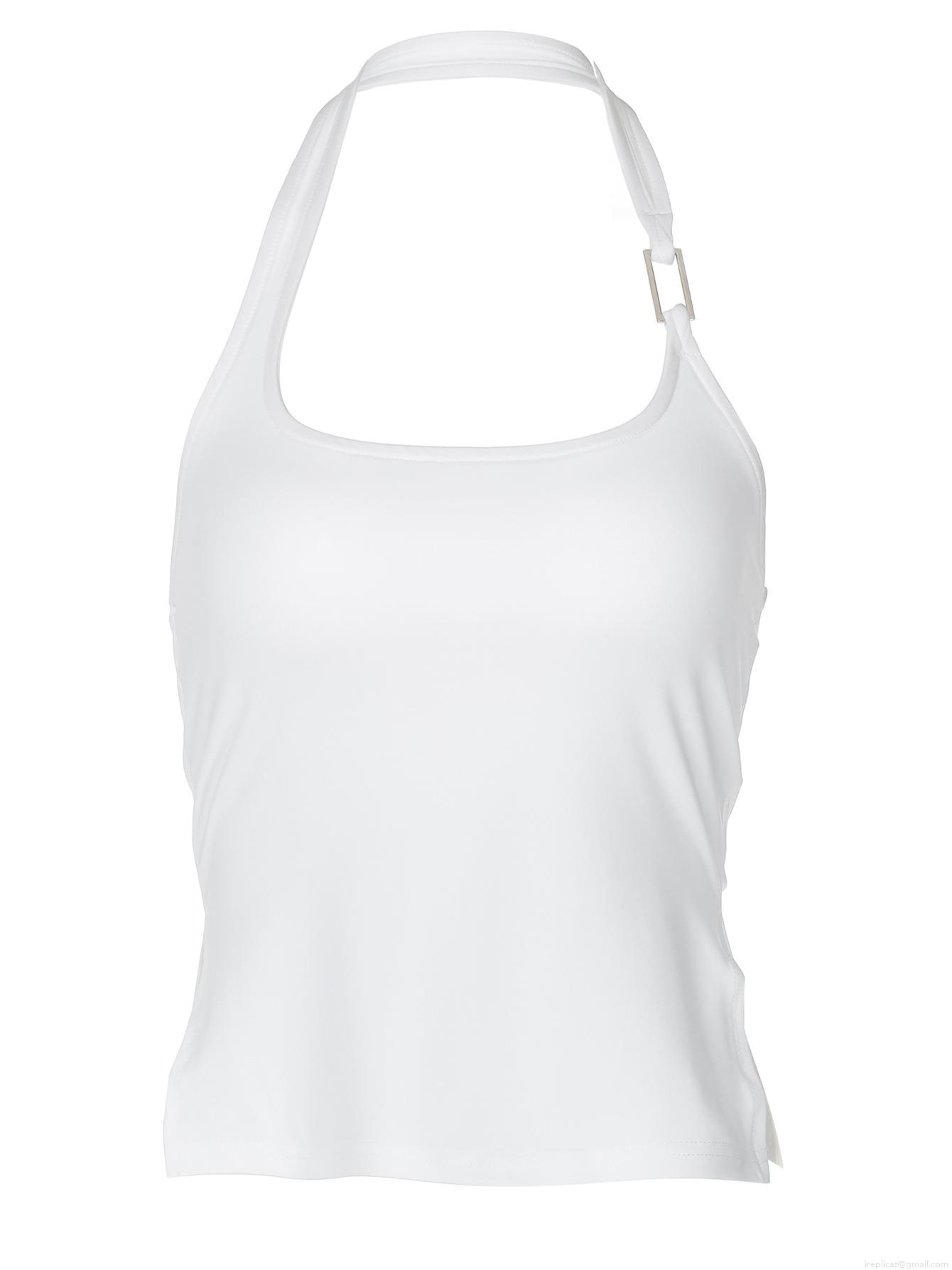 Women's Sexy Halter Tank Top Metal Buckle Decor Side Slit Slim Fit Solid Sleeveless Camisole Crop Top For Clubwear Party Streetwear Summer