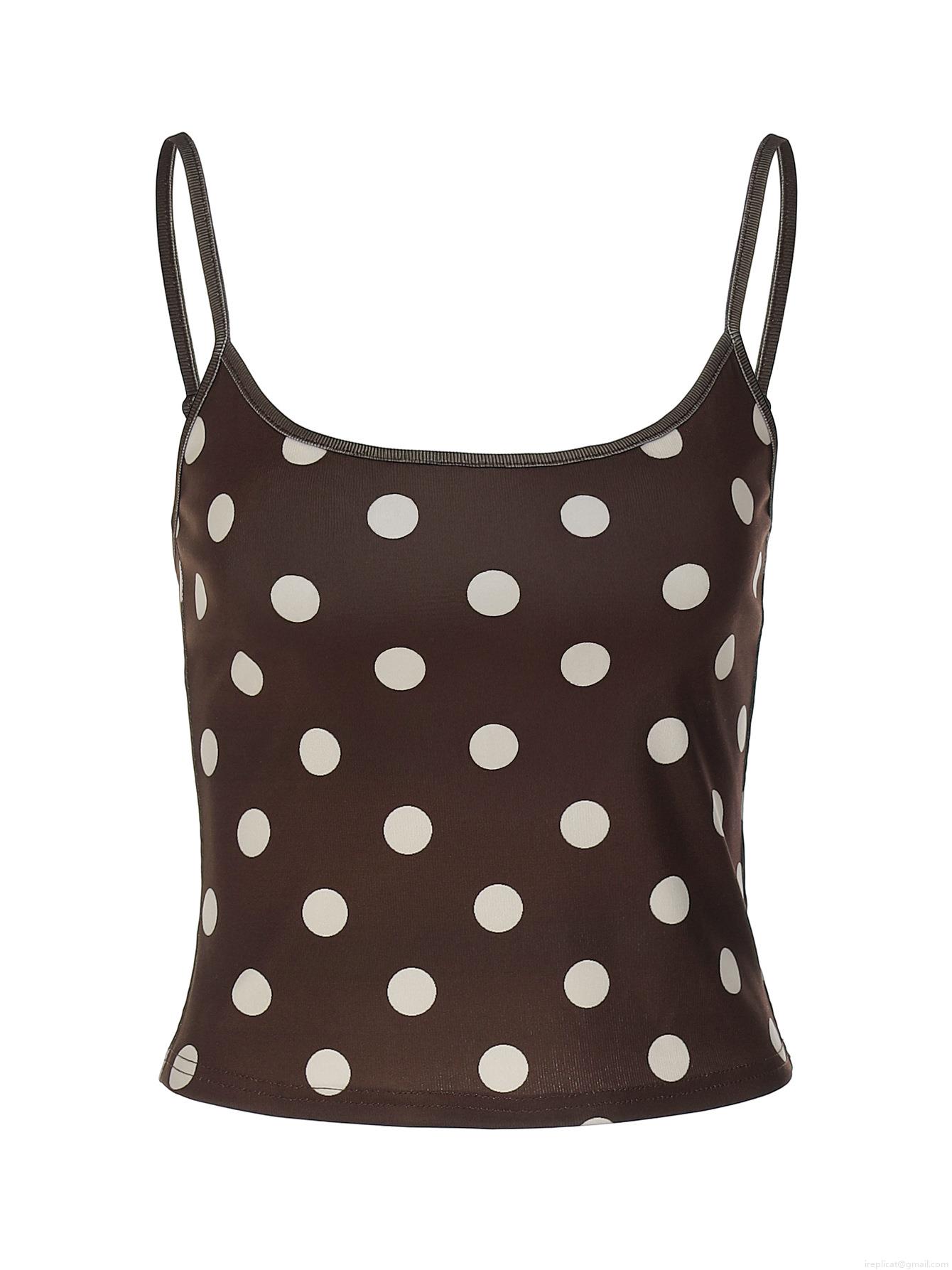 Women's Sexy Polka Dot Print Slim Fit Camisole Polyester Spandex Ribbed Knit Cropped Tank Top For Summer Streetwear Daily Beach Vacation