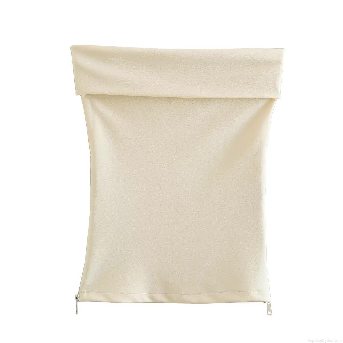 Women Sexy Slim Fit Tube Top Solid Color Strapless Bandeau Top With Side Zipper For Summer Streetwear Y2K Style Women Clothing