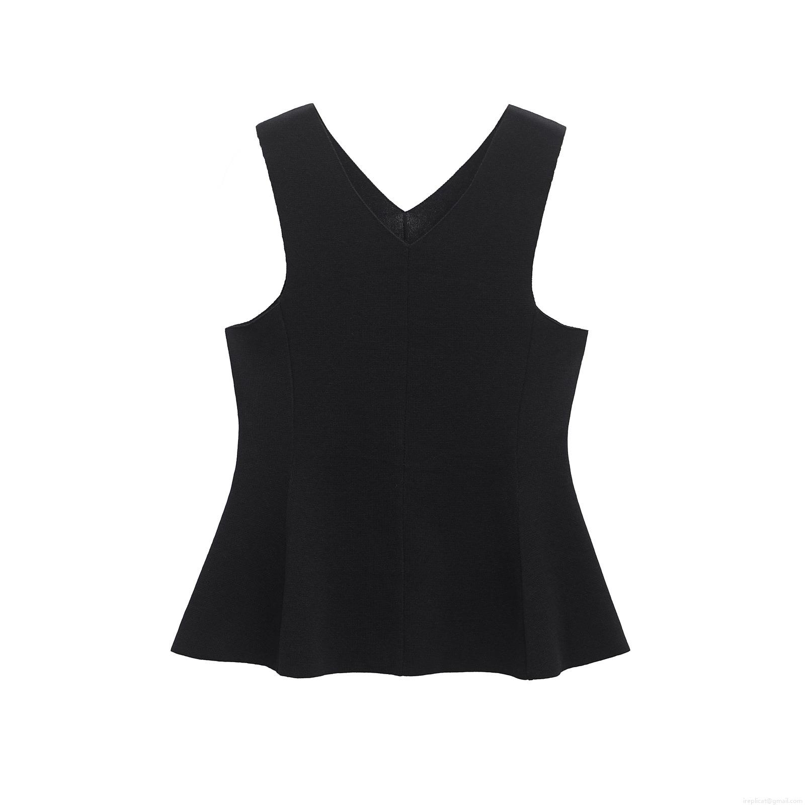 Women's Knitted V-Neck Sleeveless Tank Top Sexy Peplum Hem Slim Fit Polyester Vest Shirt For Summer Daily Streetwear Chic Solid Color Top