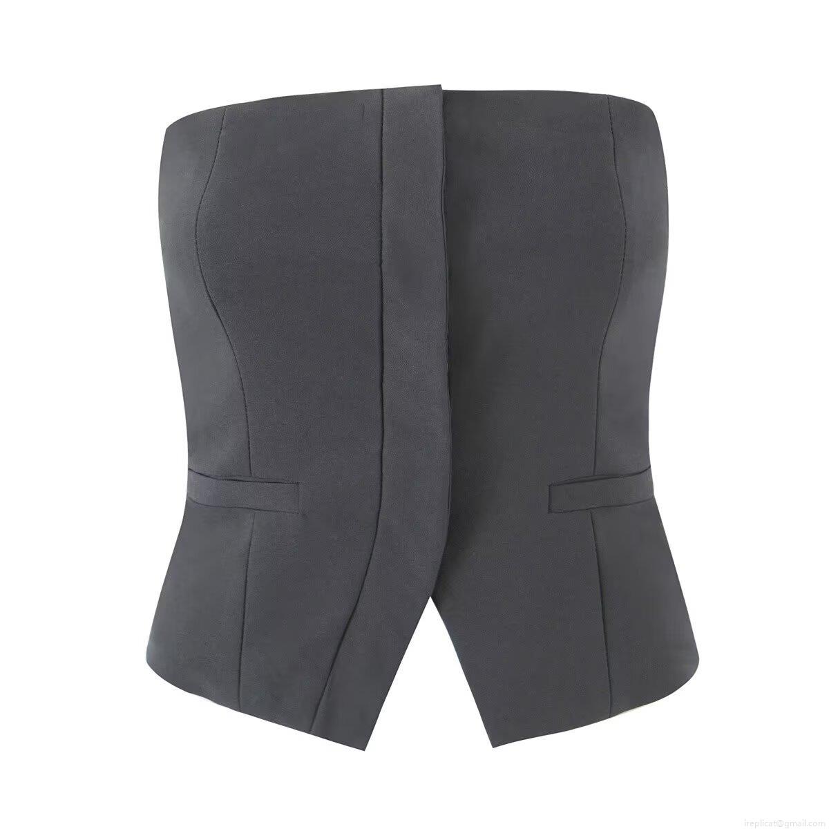 Women Sexy Backless Tube Top Suit Style Split Back Corset Strapless Vest Tank Top Solid Color Summer Streetwear Polyester Blend Slim Fit Crop Top