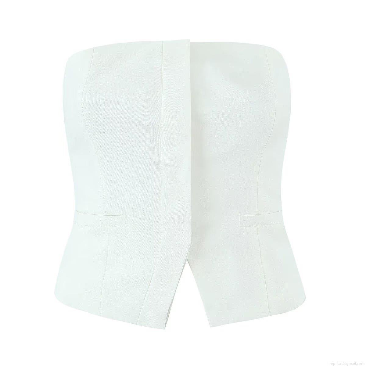 Women Sexy Backless Tube Top Suit Style Split Back Corset Strapless Vest Tank Top Solid Color Summer Streetwear Polyester Blend Slim Fit Crop Top
