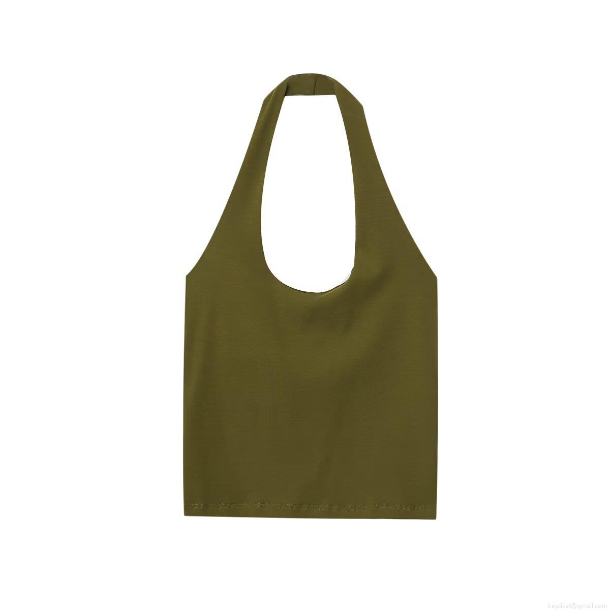 Sexy Halter Neck Backless Slim Fit Polyester Tank Top Summer Solid Color Sleeveless Camisole For Women Streetwear Daily Casual Clothing