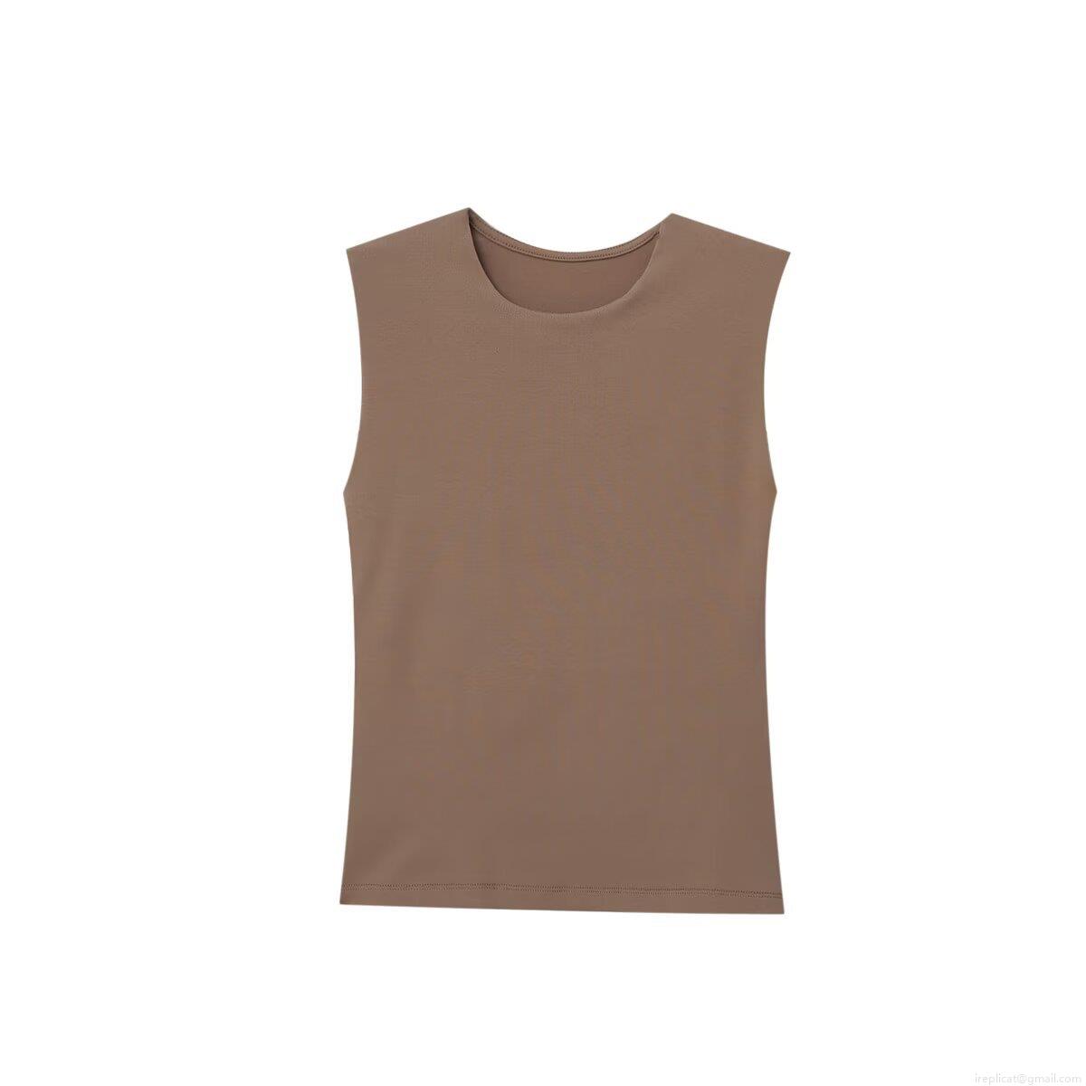 Women's Casual Solid Color Slim Fit Sleeveless T-Shirt Round Neck Basic Polyester Tank Top Summer Streetwear Vest For Women