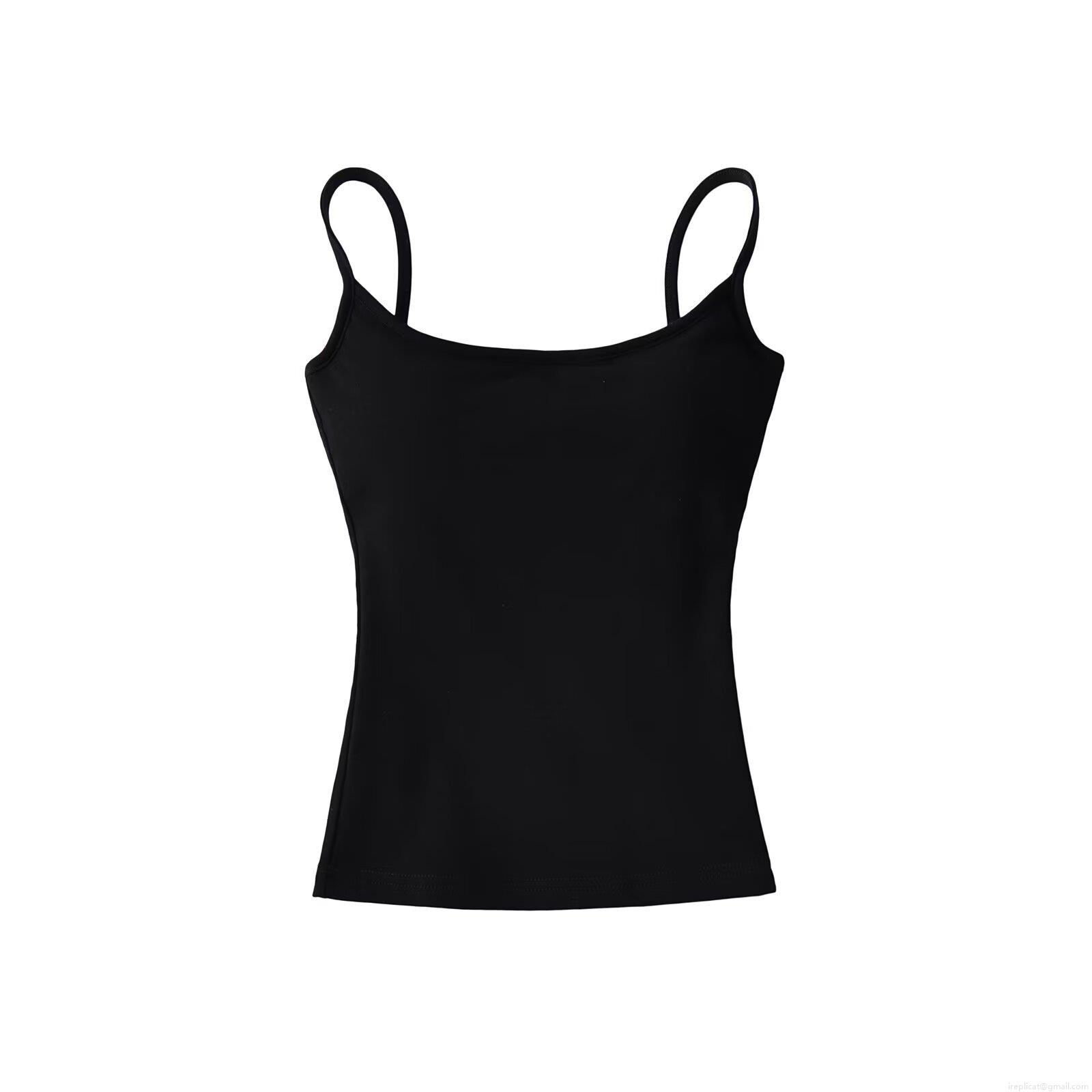 Women's Summer Ribbed Knit Camisole Top With Built-in Chest Pad Slim Fit Sexy Sleeveless Tank Top For Daily Streetwear Polyester Solid Color Top