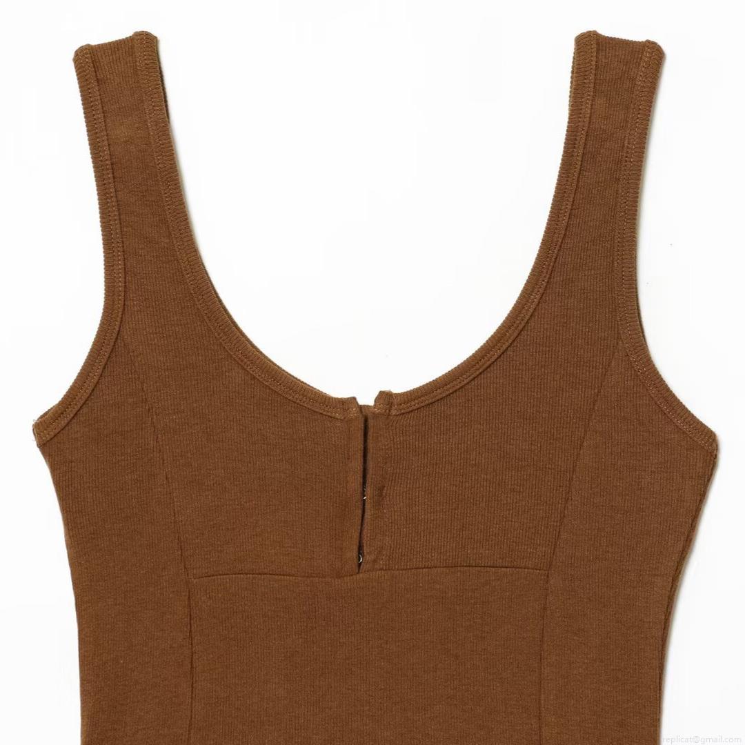 Women's Sexy Ribbed Knit Tank Top With Metal Hooks U-Neck Slim Fit Sleeveless Camisole For Daily Dating Summer Solid Color Cotton Blend Crop Top