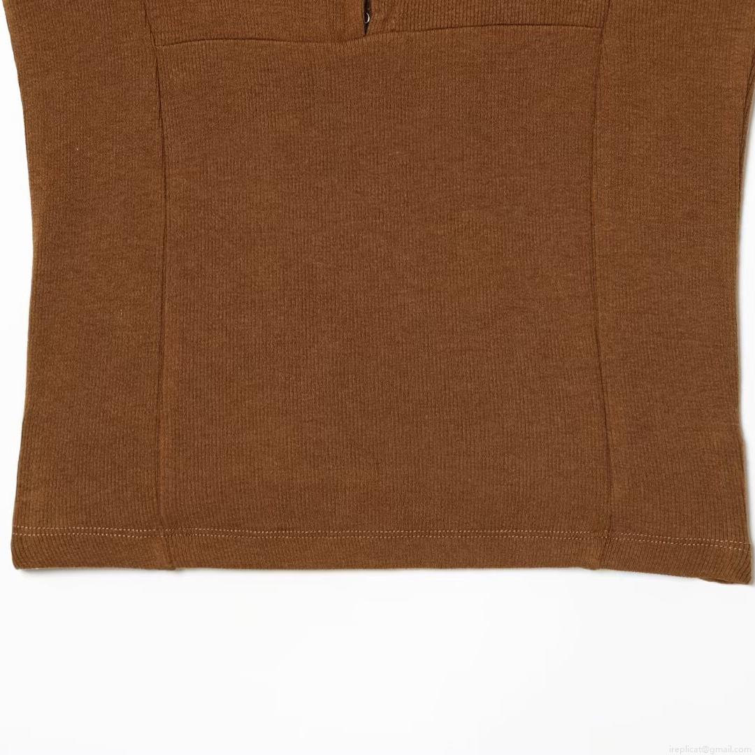 Women's Sexy Ribbed Knit Tank Top With Metal Hooks U-Neck Slim Fit Sleeveless Camisole For Daily Dating Summer Solid Color Cotton Blend Crop Top
