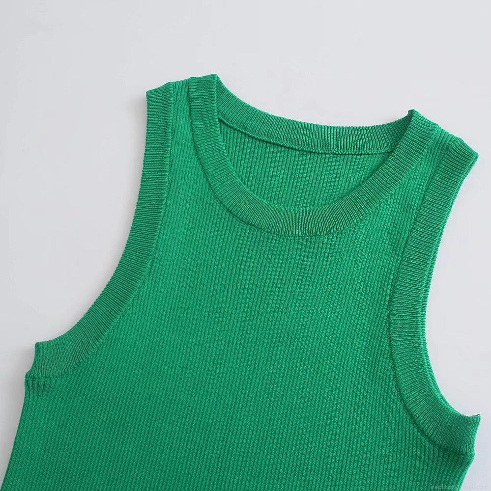 Women's Ribbed Knit Tank Top Slim Fit Solid Color Round Neck Sleeveless Vest Casual Summer Tops For Women