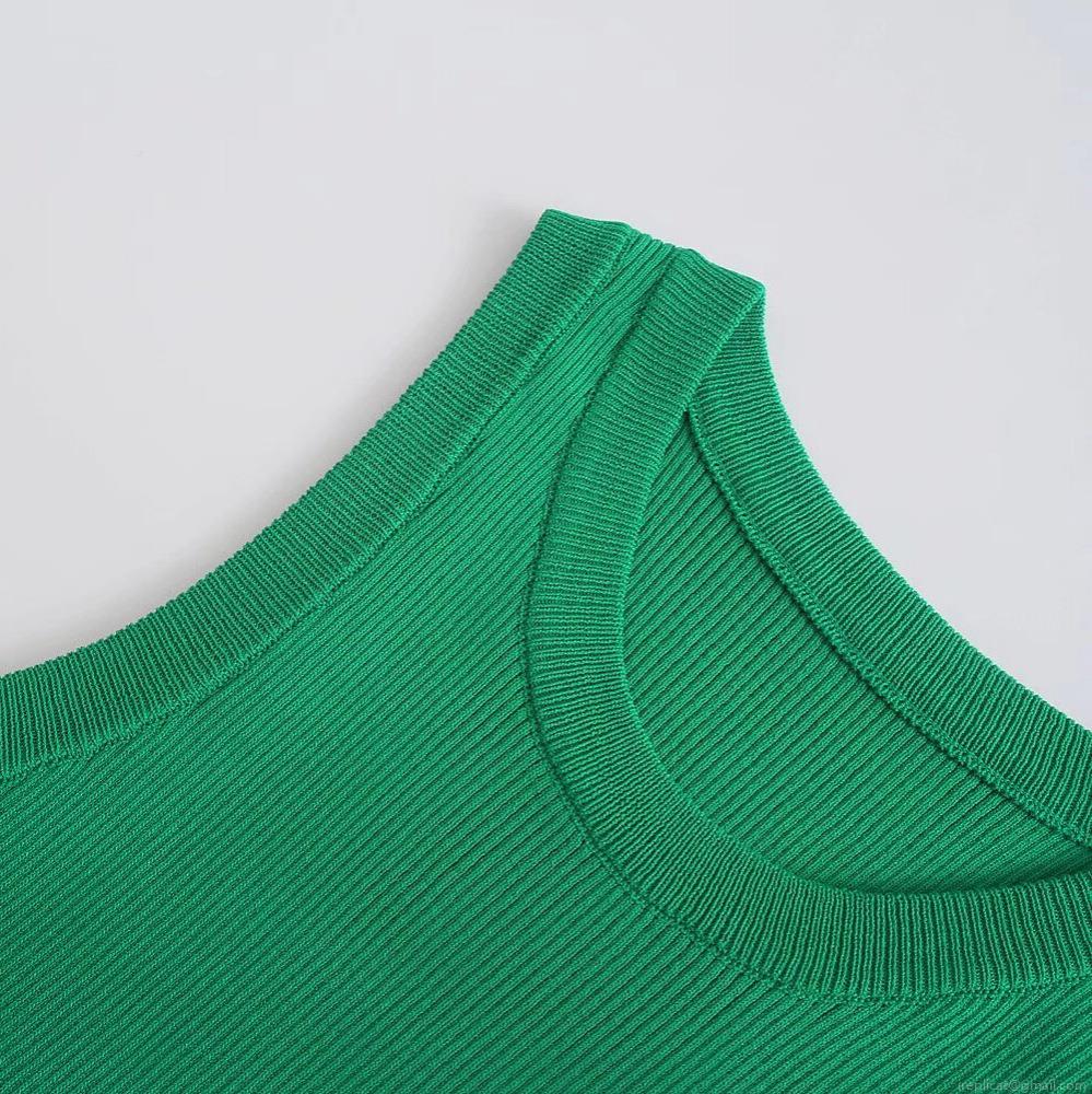 Women's Ribbed Knit Tank Top Slim Fit Solid Color Round Neck Sleeveless Vest Casual Summer Tops For Women