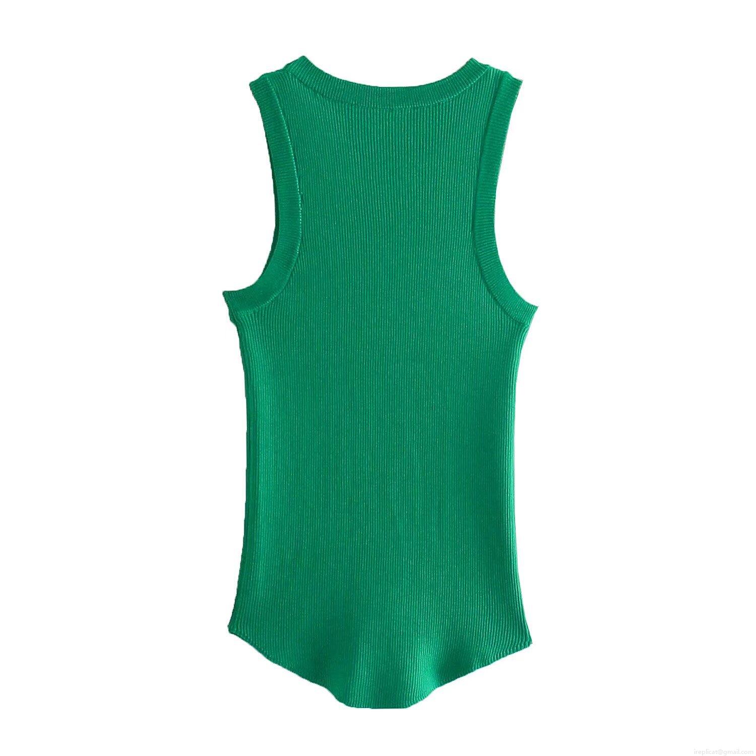 Women's Ribbed Knit Tank Top Slim Fit Solid Color Round Neck Sleeveless Vest Casual Summer Tops For Women