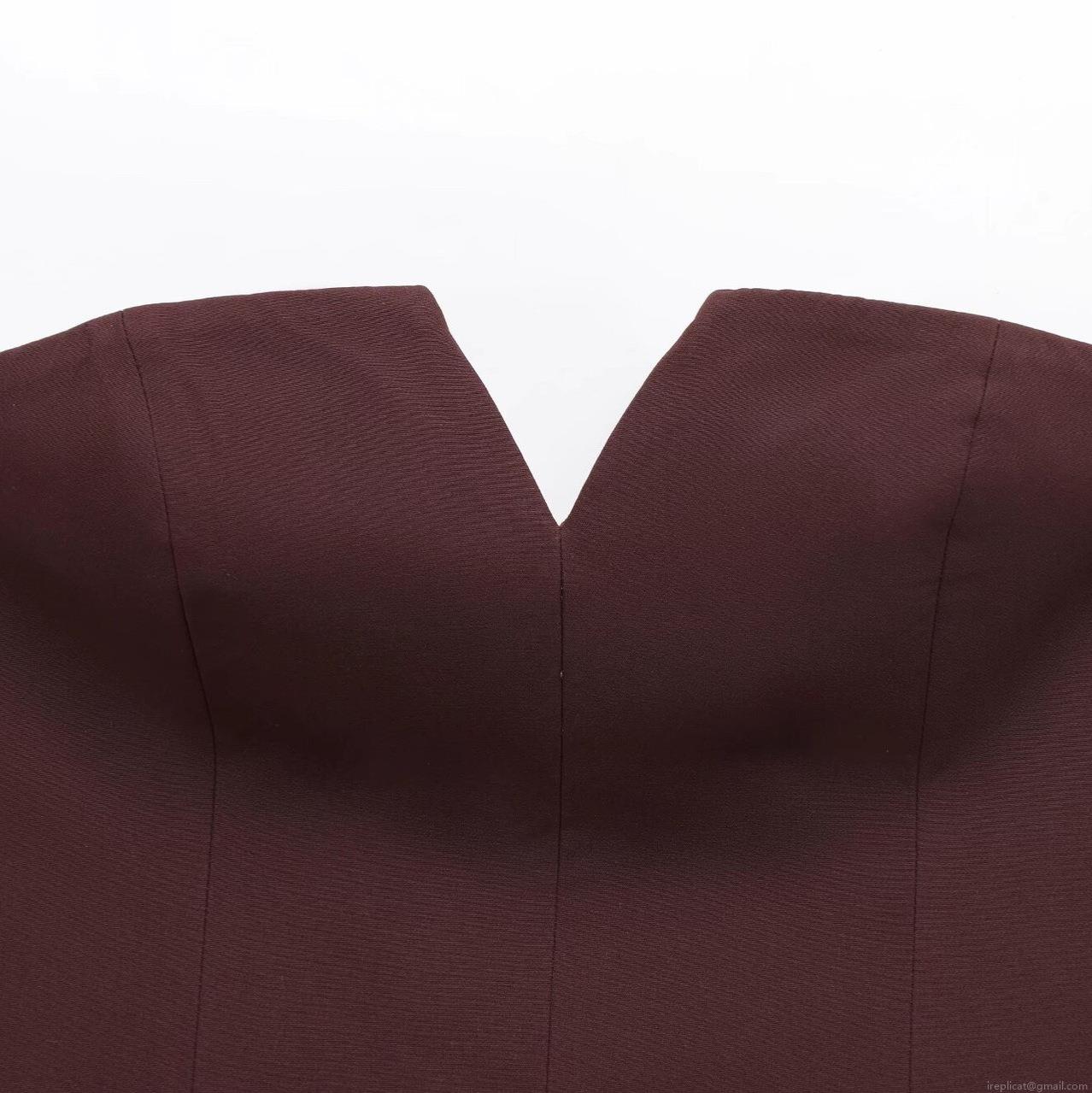 Women Sexy Strapless Tube Top V-Neck Slim Fit Bandeau Top With Decorative Pockets Side Zipper Polyester Suit Fabric Sleeveless Vest For Party Clubwear