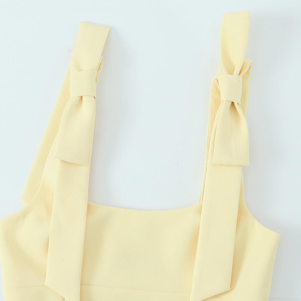 Women's Square Neck Bowknot Tie Strap Camisole Slim Fit Solid Color Polyester Spandex Sleeveless Summer Tank Top Sexy Clubwear Party Top