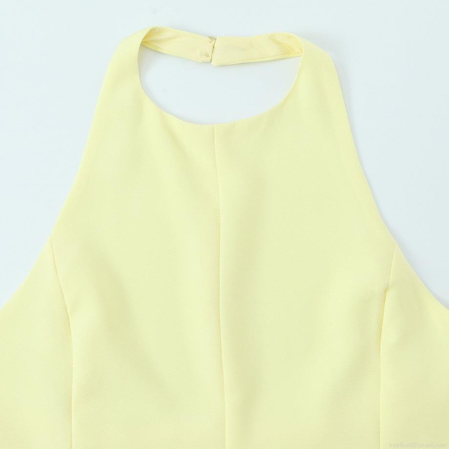Women's Sexy Halter Neck Peplum Top Summer Sleeveless Polyester Spandex Solid Color Party Night Club Date Backless Fitted Blouse Camisole