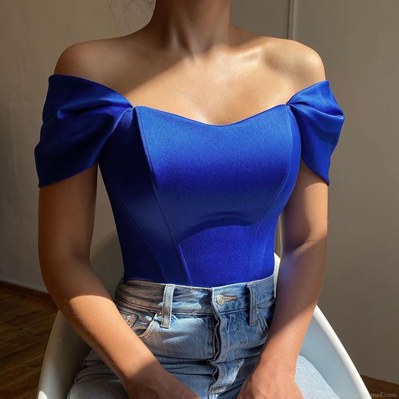 Women's Sexy Satin Off Shoulder Corset Top Elegant Fishbone Waist Bustier Solid Color Clubwear Party Tube Top For Women Streetwear