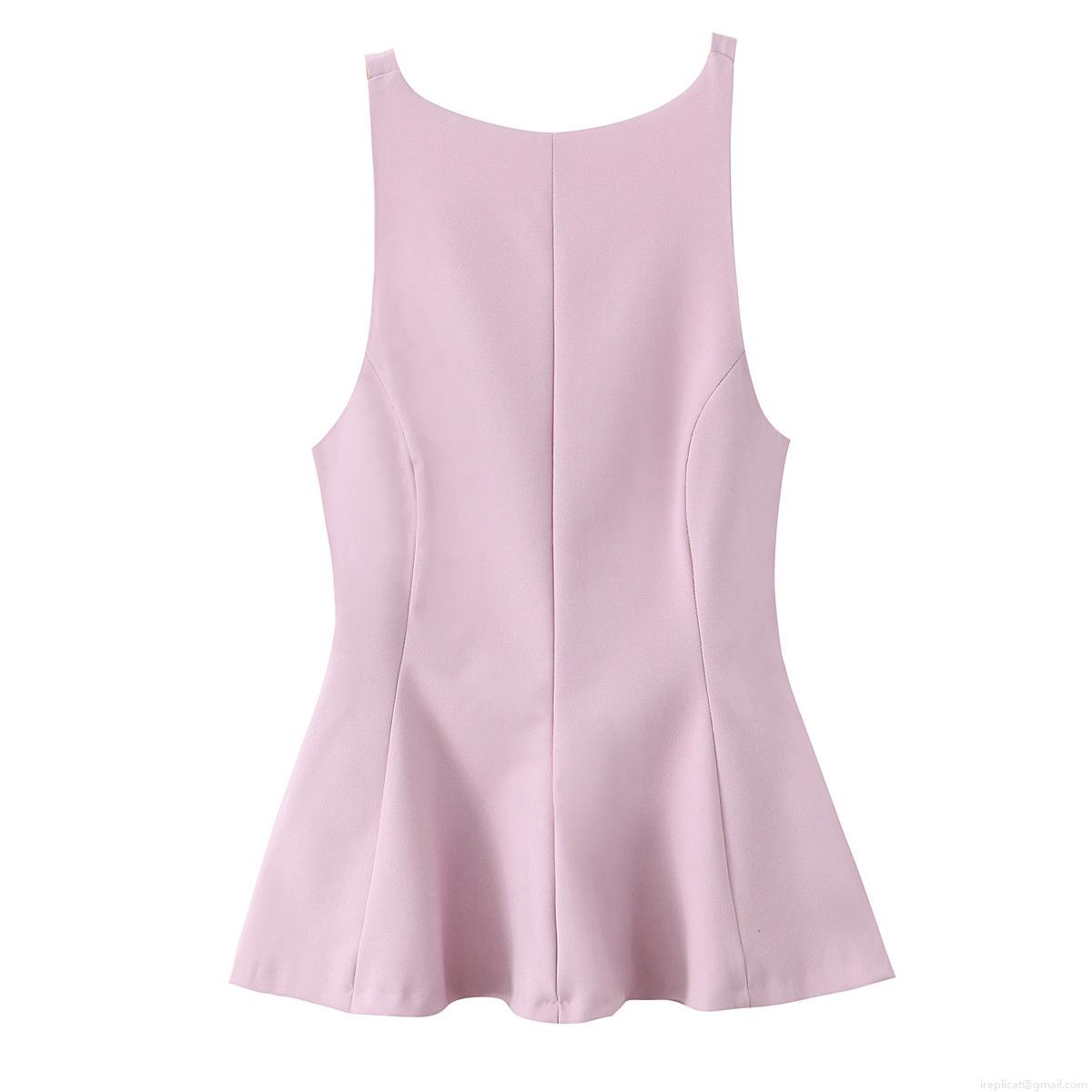 Women Sexy Backless Peplum Top With Large Bow Tie Polyester Woven Sleeveless Ruffle Hem Vest Top For Party Clubwear Socialite Style