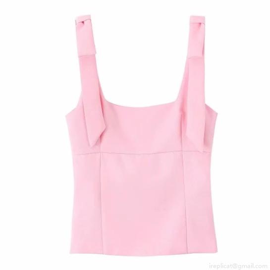 Women's Bow Tie Strap Tank Top Polyester Blend Square Neck Slim Fit Sleeveless Sweet Elegant Chic Summer Camisole For Women Party Casual Fashion Top