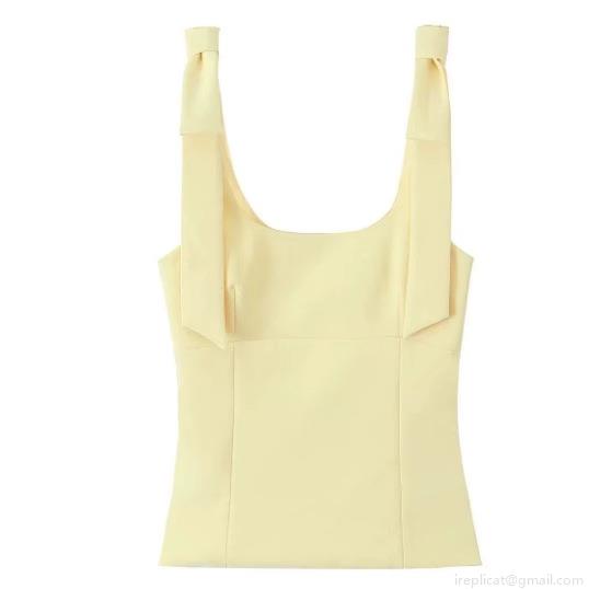 Women's Bow Tie Strap Tank Top Polyester Blend Square Neck Slim Fit Sleeveless Sweet Elegant Chic Summer Camisole For Women Party Casual Fashion Top