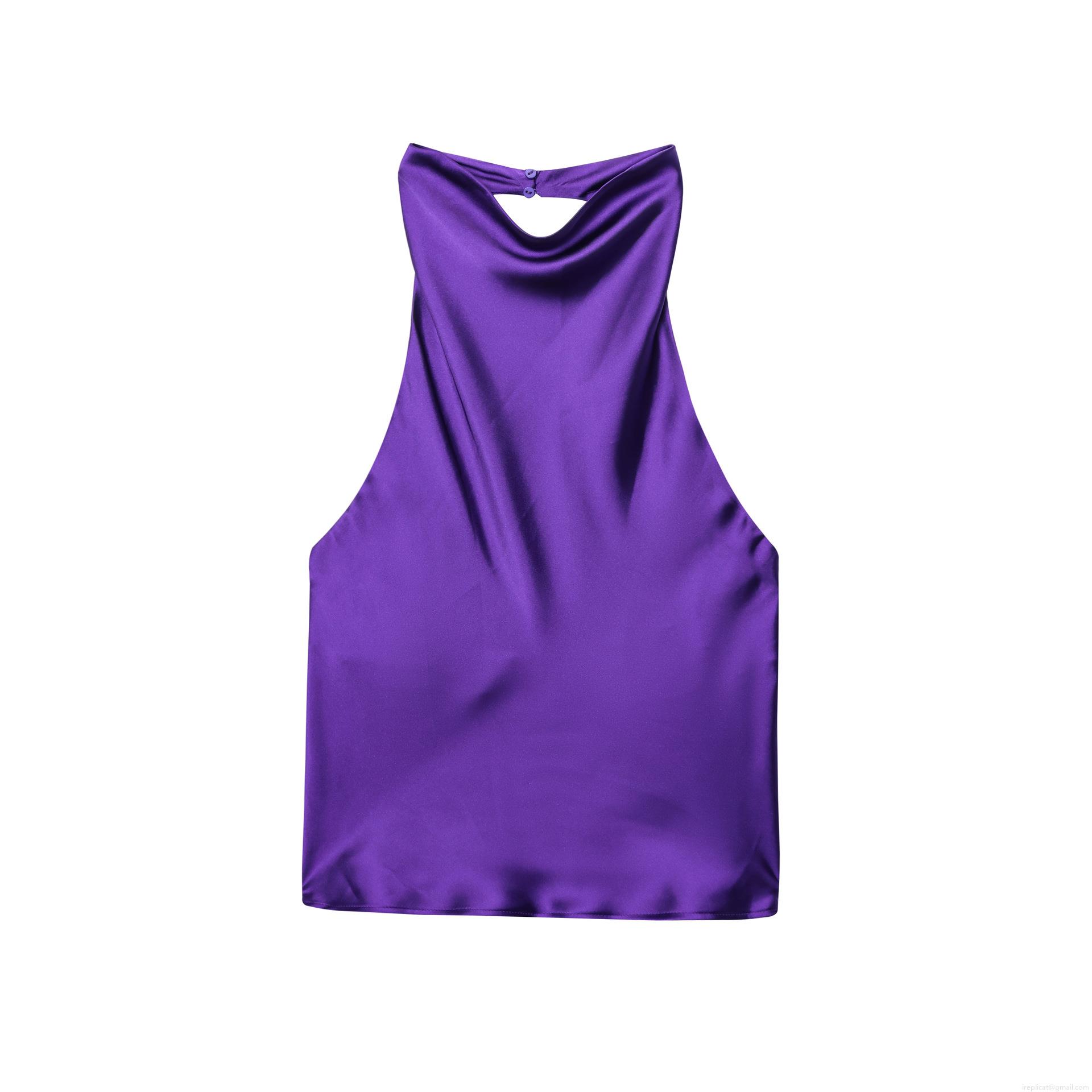 Women's Elegant Satin Halter Backless Top Sexy Solid Color Sleeveless Polyester Camisole For Party Dating Wedding Guest
