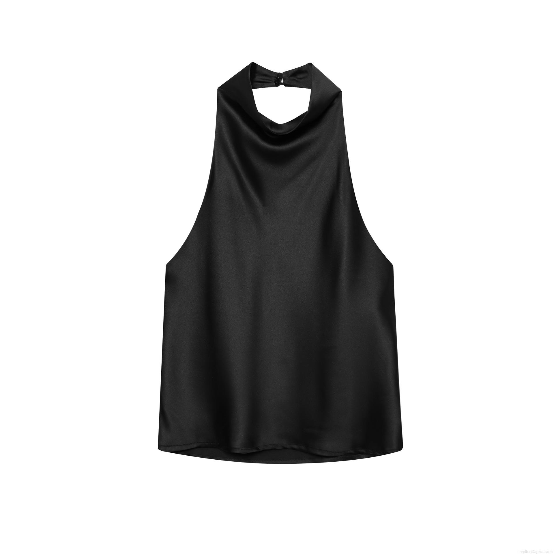 Women's Elegant Satin Halter Backless Top Sexy Solid Color Sleeveless Polyester Camisole For Party Dating Wedding Guest