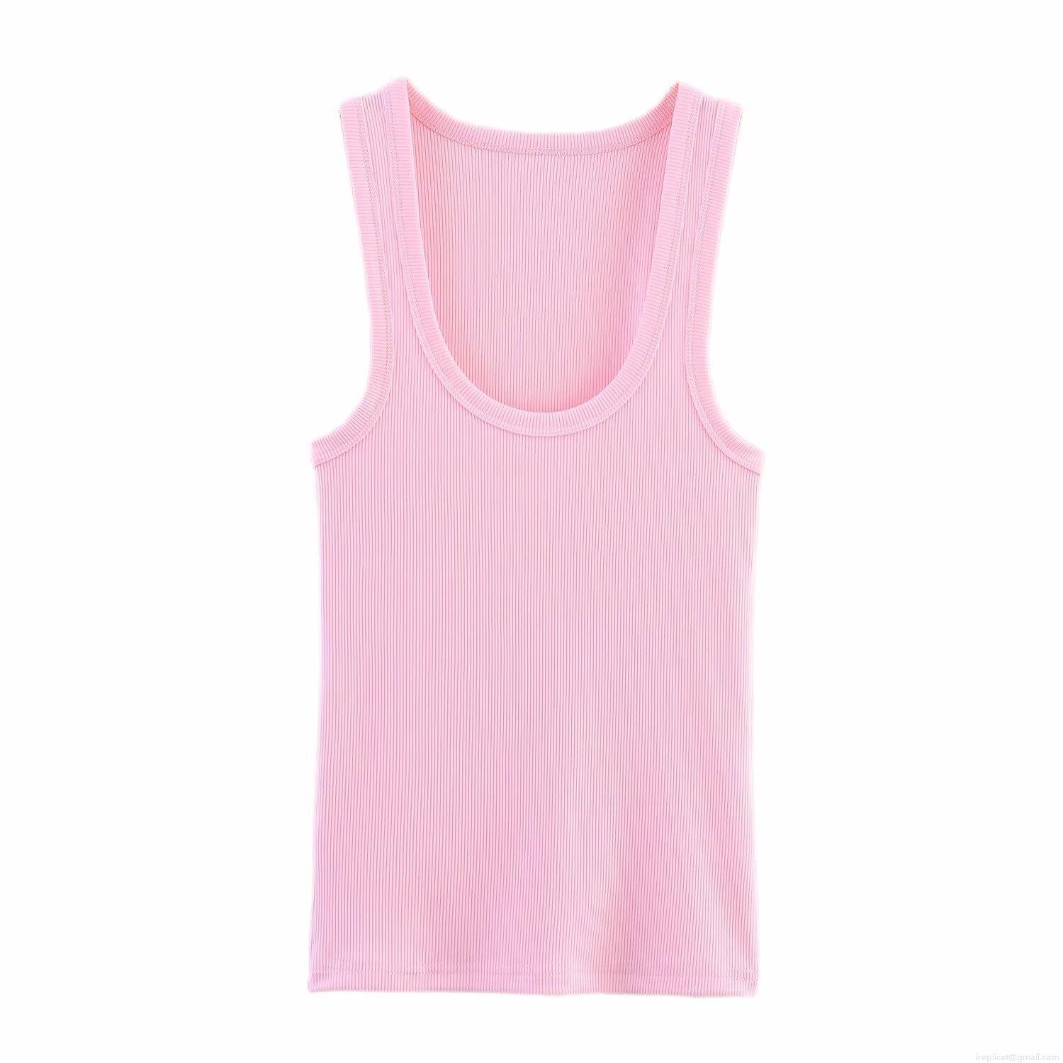 Women's Ribbed Tank Top Slim Fit Polyester Knitted Scoop Neck Sleeveless Daily Basic Summer Camisole For Women Casual Modern Simple Style