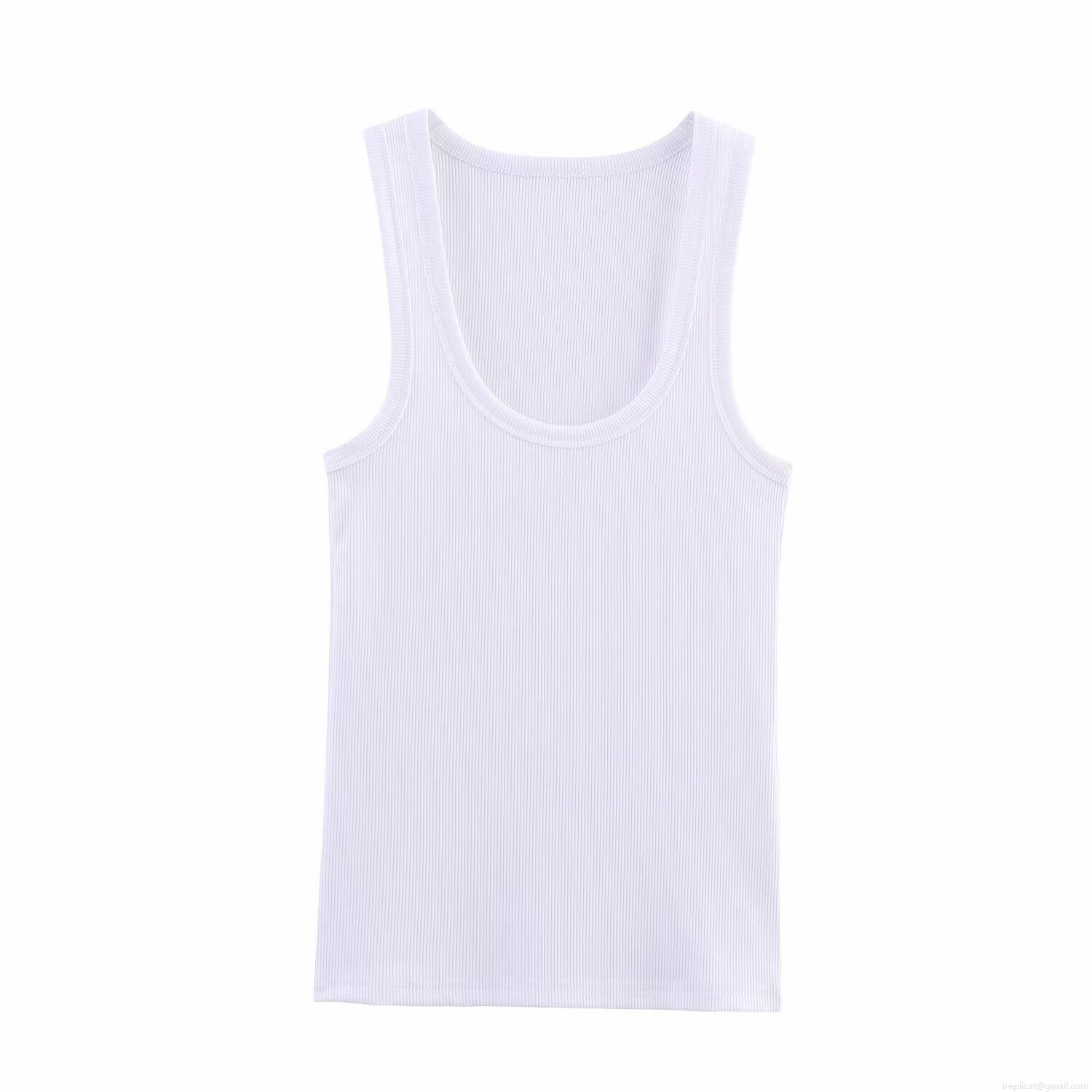 Women's Ribbed Tank Top Slim Fit Polyester Knitted Scoop Neck Sleeveless Daily Basic Summer Camisole For Women Casual Modern Simple Style